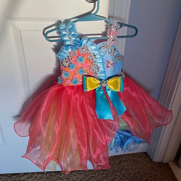 12-18 month blue pink yellow pageant dress